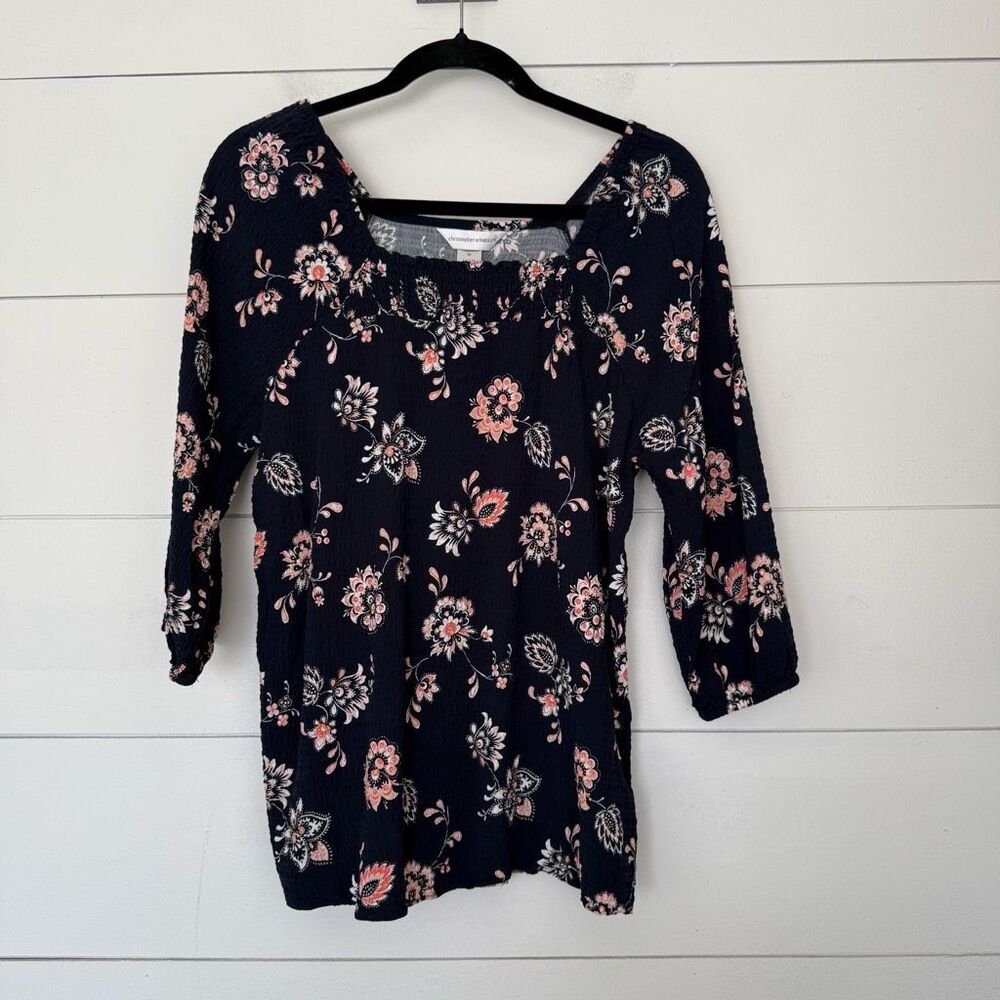 Christopher and Banks Women’s Medium Floral Cottagecore Blouse Top